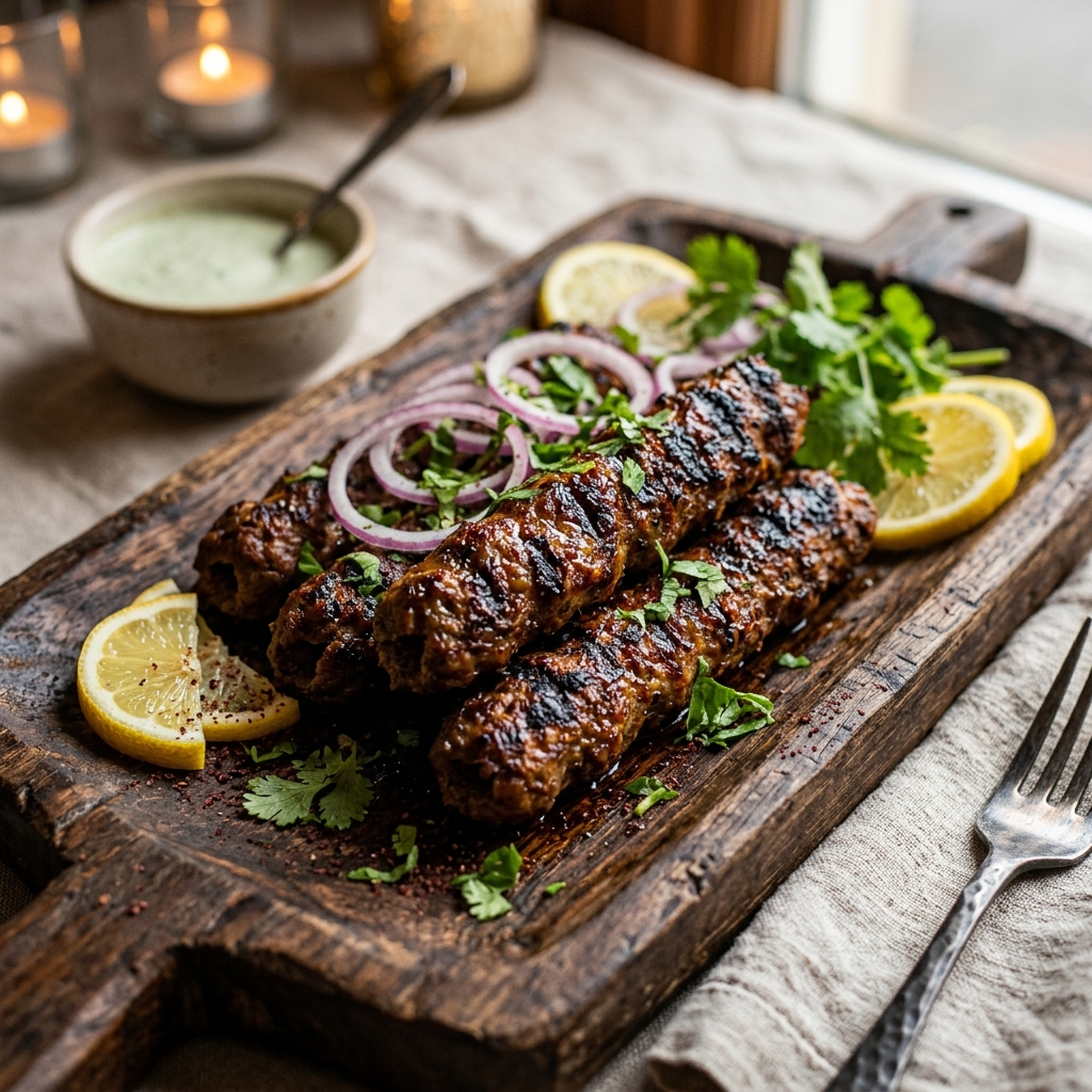 Seekh kebab plating